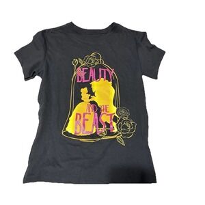 Beauty and The Beast Kids Black Short Sleeve T Graphic Tee Size XL 16 Disney